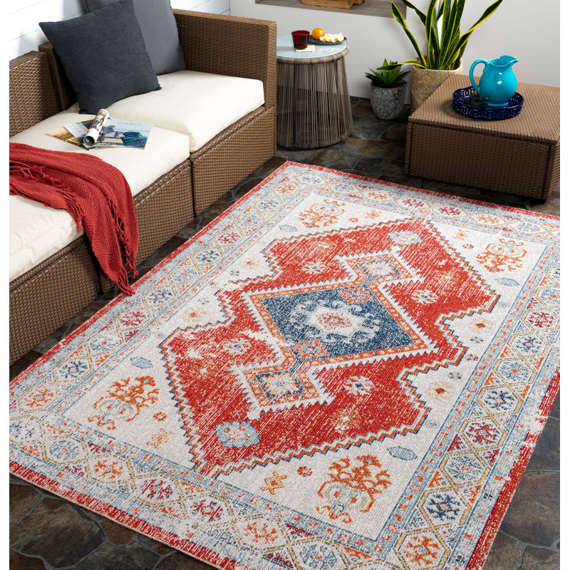Enciso Oriental Indoor / Outdoor Rug, Rectangle 5'3" x 7'