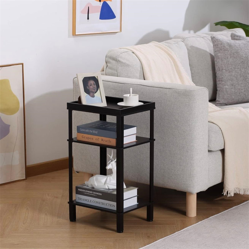 Table de bout polyvalente brun rustique - Conception industrielle peu encombrante pour n'importe quelle pièce, Noir