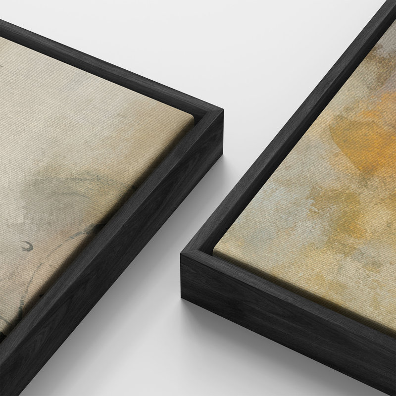 Neutral Earth Tone Abstract Composition Wall Art for Office – Set of 2 Framed Wall Art Print on Canvas 60"x20"x2, 60"x30"x2