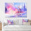 «Pink and Mauve Winter Cottage - Winter Landscape», art mural