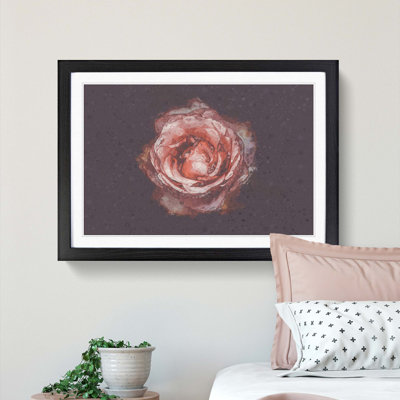 Pink Tipped Rose Flower - Framed Print