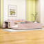 Lit plateforme tapissier luxueux en velours avec bureau, tabouret rond et rails de sécurité-660875416-660875417