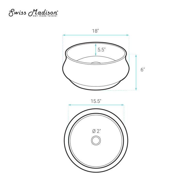Lisse 17.5" Round Concrete Vessel Bathroom Sink in Dark Grey