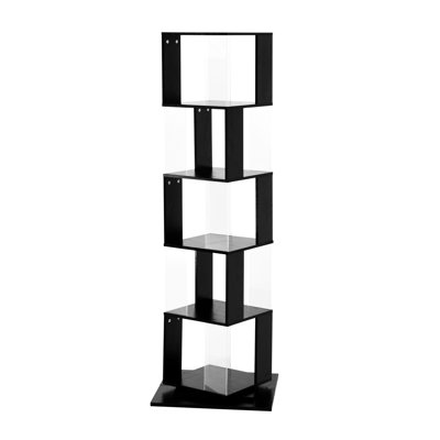360-Degree Rotating Bookshelf - Stylish Wood Veneer Design Stores Books, Vases, Coffee Tables Made Creative Bookcase For Home Use Large Storage Capaci