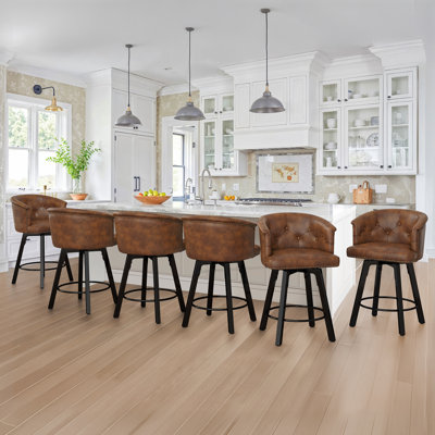 Tabouret de comptoir pivotant avec siège rembourré et structure en métal, ensemble de 6