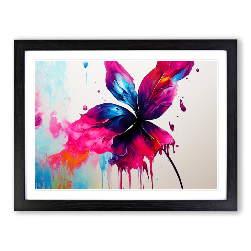 XH1022-6611X Flowers Vol.2 Abstract - Single Picture Frame Painting, Black, 34cm H x 46cm W x 2cm D
