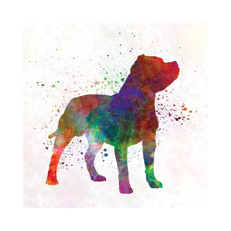 Staffordshire Bull Terrier In Watercolour by Paul Rommer - Wrapped Canvas Painting, 45.72 cm H x 45.72 cm W x 3.175 cm D