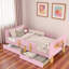 Lit plateforme avec tiroirs de rangement, garde-corps, petite tablette et crochets-342884091-342884090