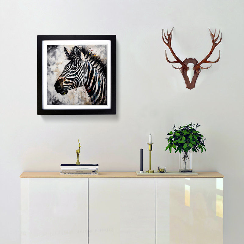Zebra Expressionism - Framed Print, Black Framed