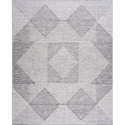 April Geometric Gray & Cream Indoor / Outdoor Area Rug