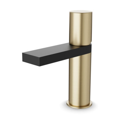 Novi Square And Round Single Hole Lavatory Faucetsatin Brass/Black