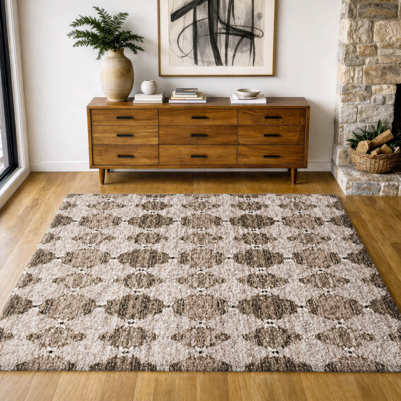Tapis marocain de qualité supérieure à poils longs Dream Shag ADS610, Mocha, 10' x 14'