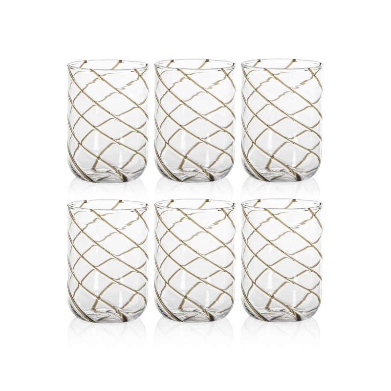 Maltia 6-Piece Set Swirl Design Glass Tumblers, Grey/Clear