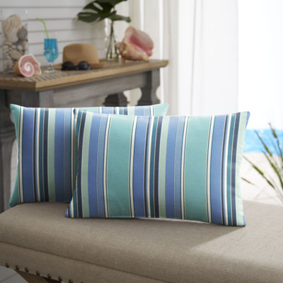 Striped Sunbrella® Outdoor Reversible Throw Pillow