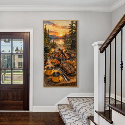 «Autumn Campfire Lake Adventure», impression murale sur toile encadrée