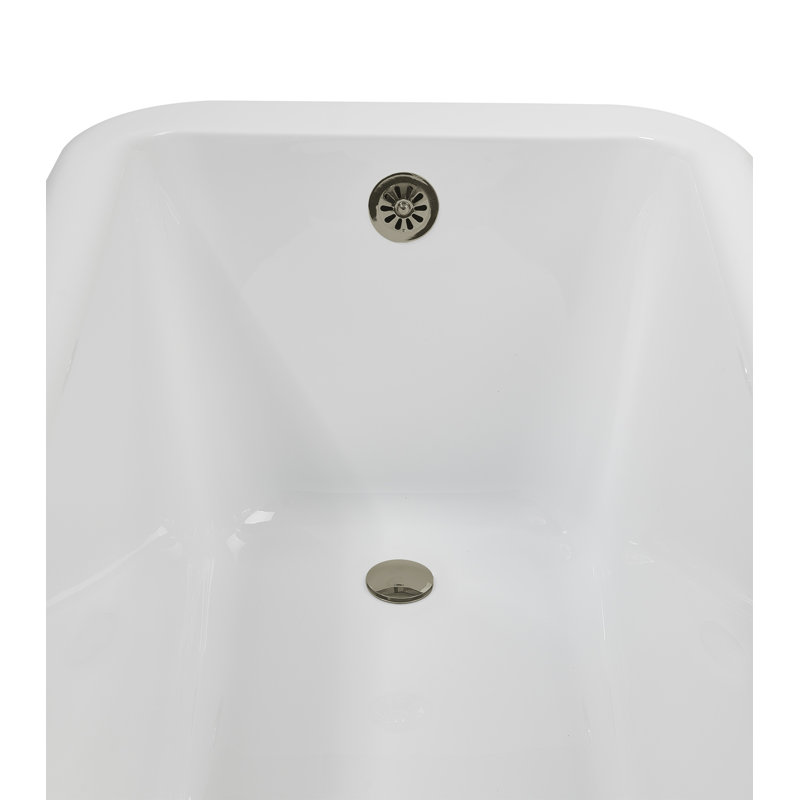 62" Streamline Clawfoot Tub,Tray,Drain, Clawfeet, Polished Gold, Brushed Nickel
