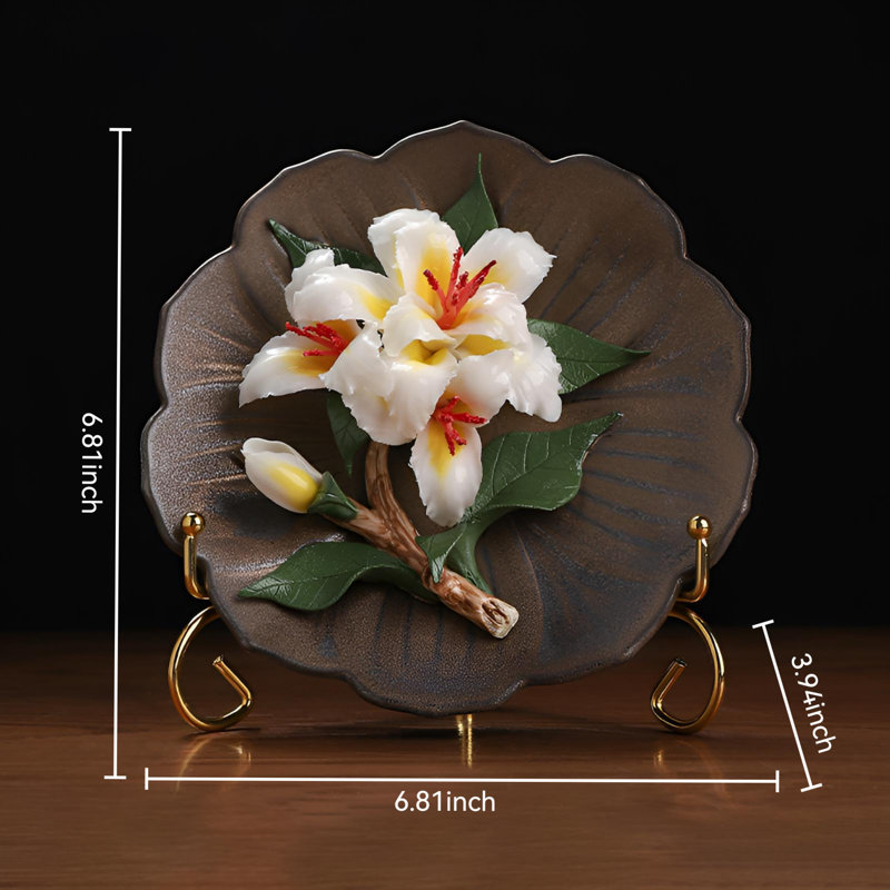 Assiette à fleurs en céramique Artisan
