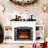 White Fireplace TV  Stand Fit Up To 90In TV With 23In Fireplace Western Style