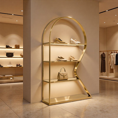 Gold Arch Stainless Steel Multi Tier Display Shelf