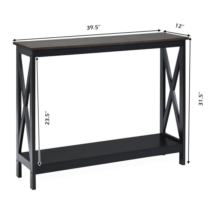 Table d'appoint à 2 niveaux console X-design, Brun