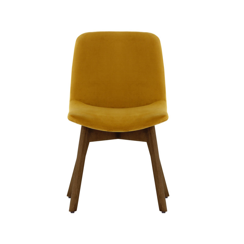 Jada 48cm H Velvet Upholstered Side Chair, Mustard Yellow, Dark Oak