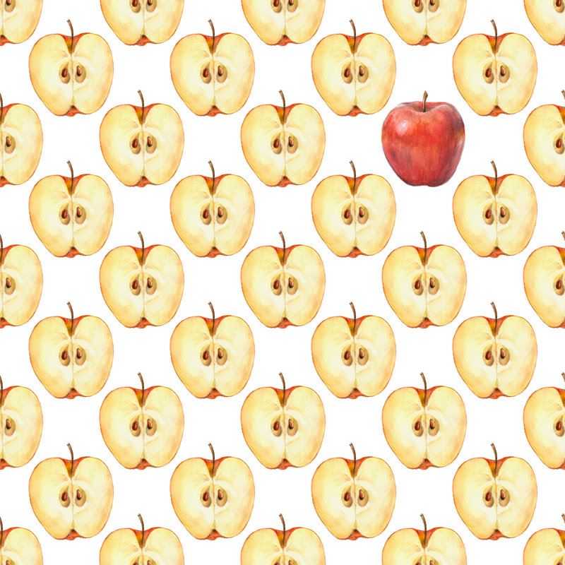 Pattern With Apple Slice by OGri - Wrapped Canvas Print, 91cm H x 91cm W