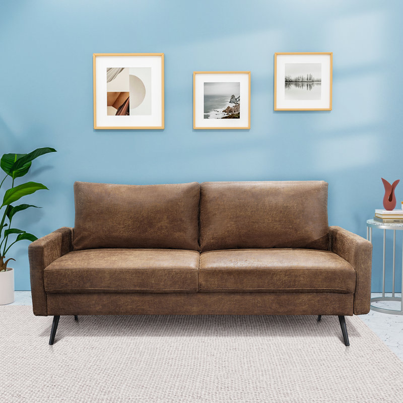 Cranford Square Arm Upholstered Sofa, Dark Brown Microfiber, 33'' H x 70'' W x 31'' D