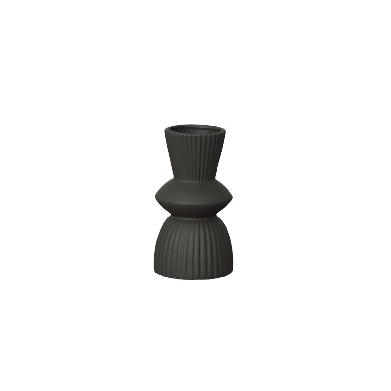 Vase rond en céramique noir mat