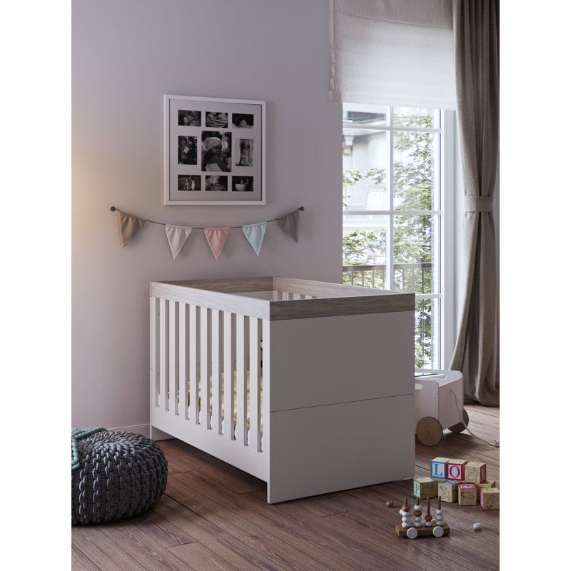 Little Acorns Burlington Cot Bed - Cashmere & Truffle Oak - 140 x 70cm, Cashmere/Grey Ash