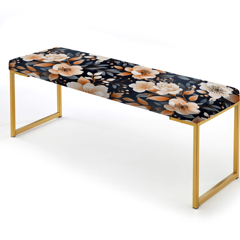 Banc rembourré or, Vintage Nostalgia Peach Floral Pattern