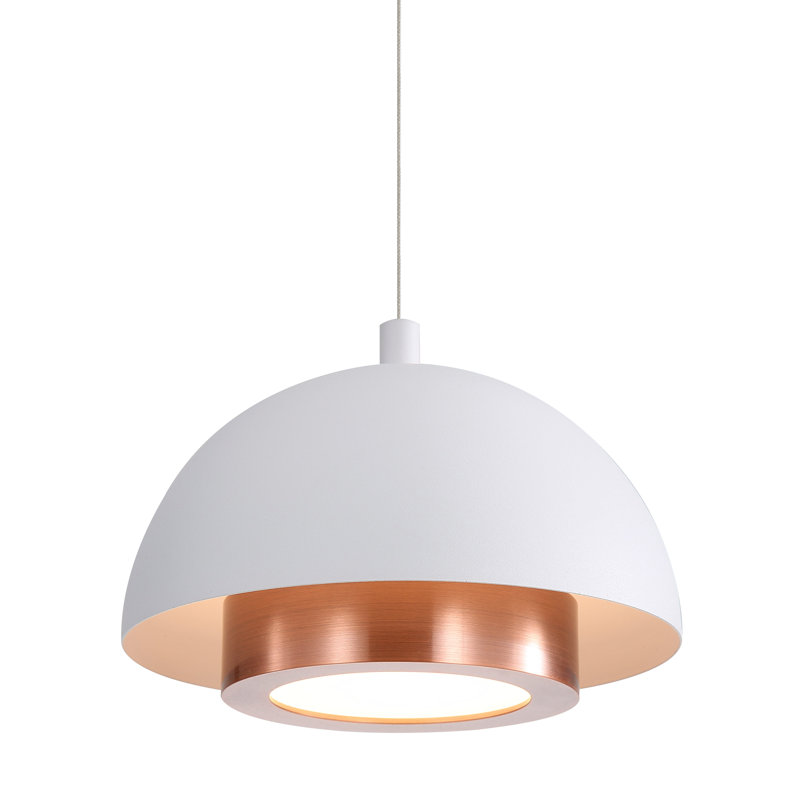 Luminaire suspendu DEL Solsken avec cuivre vieilli, H 17 po x l 11,75 po x P 11,75 po, Blanc sable, 20 W