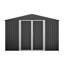 Remise extérieure en métal 10 pi x 10 pi. Portes verrouillables et fabrication en acier galvanisé. , Ventilé, imperméable. Noir Convient à la cour, aux patios et aux espaces de rangement pour la pelouse avec portes. Fabrication, acier.