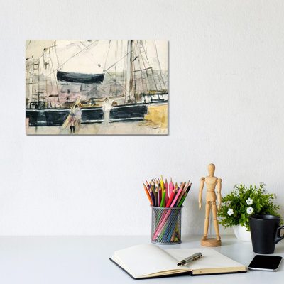 Boat On The Quay, 1875 by Berthe Morisot - Wrapped Canvas Painting