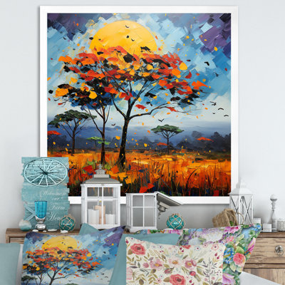 Jaune et bleu fauve sauvage d'Afrique - Art mural arbre africain