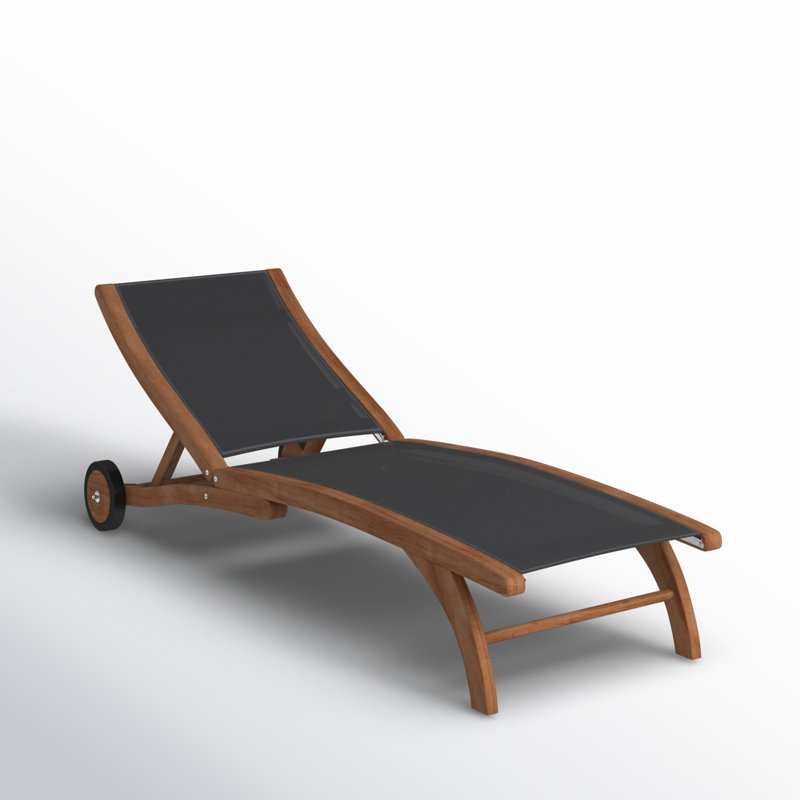 Outdoor Teak Chaise Lounge, Black