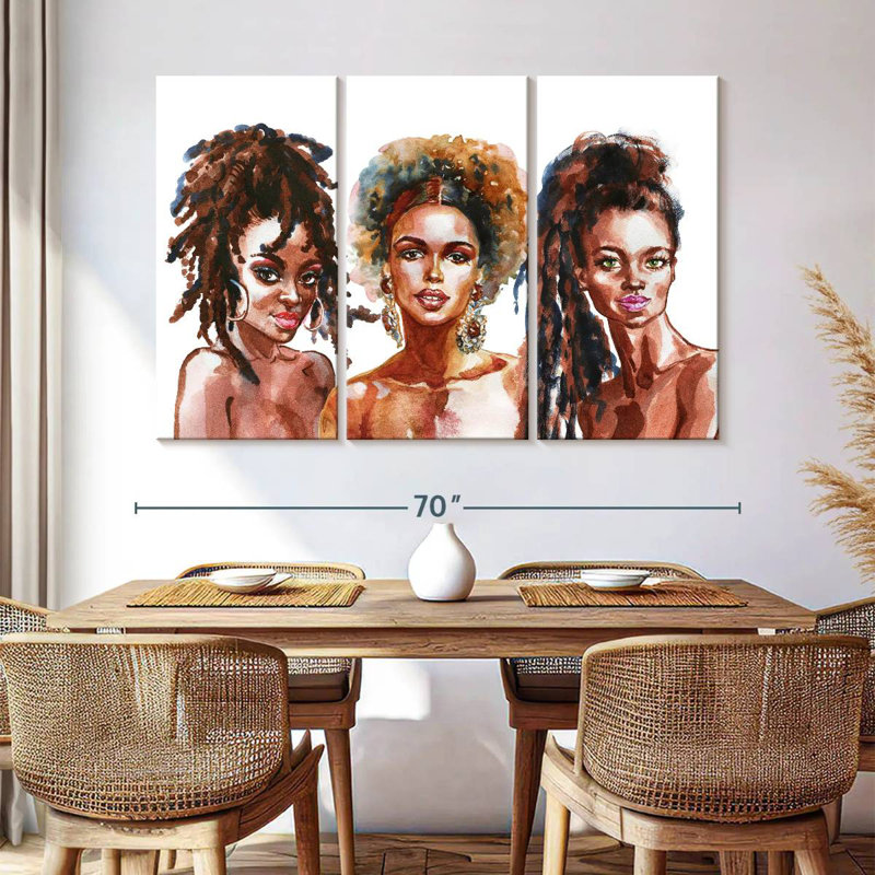 Trio africain Leisha, H 42 po x l 65 po