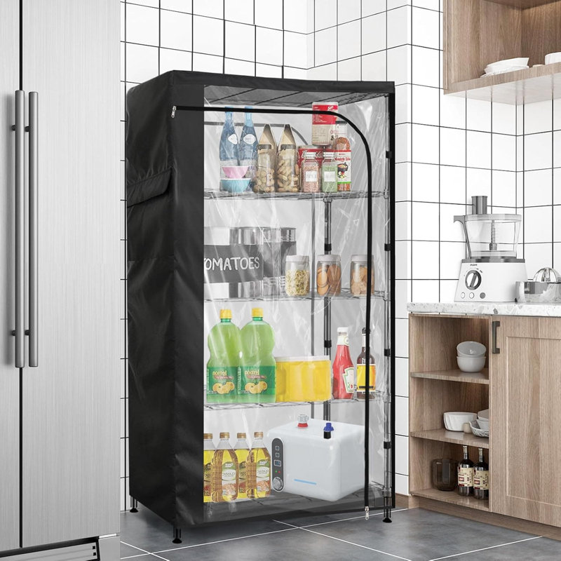 Waterproof Wire Shelving Cover With Clear Front Panel, Heavy-Duty Dustproof Storage Unit Protector For Metal Shelves, Easy Zipper Access And Interior Organization