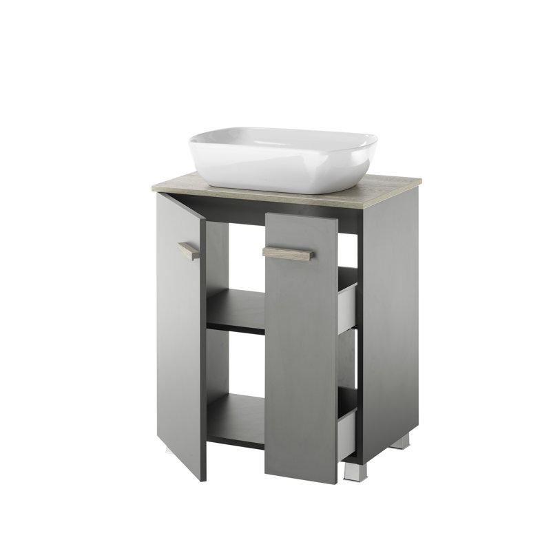 George-William 600mm Wall Mounted Single Bathroom Vanity with Manufactured Wood Top, Grey