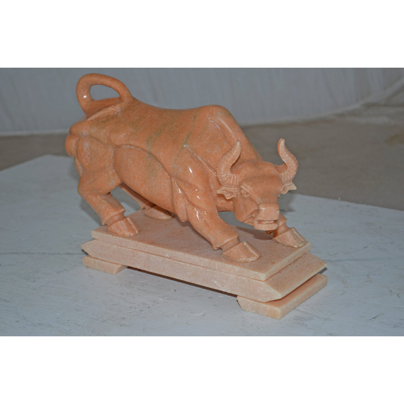 Parklawn Wall Street Bull Statue Made of Marble - Size: 9"L x 4"W x 8"H.