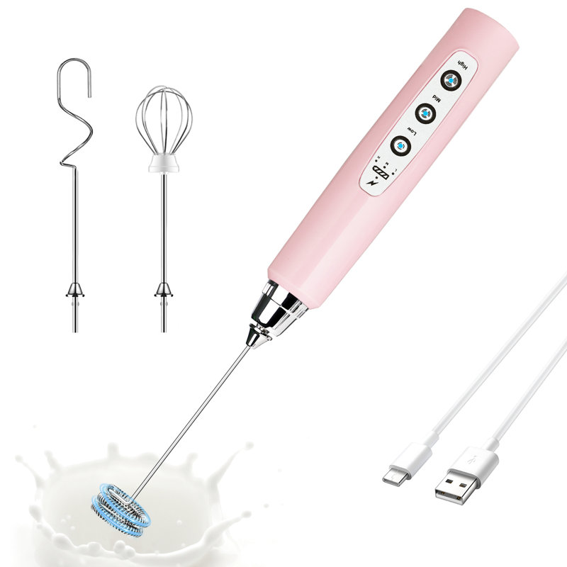 Stainless Steel Handheld Milk Frother Pink, Pink