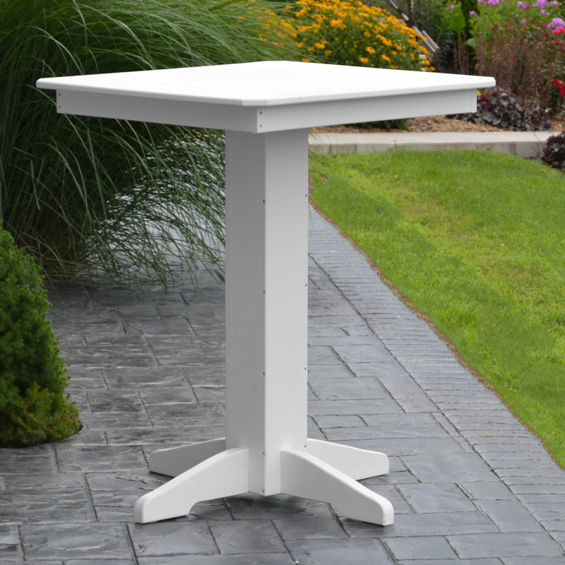 Neville Square Outdoor Bar Table With Umbrella Hole , in. W in. D, White, 44" W x 44" L x 42" H