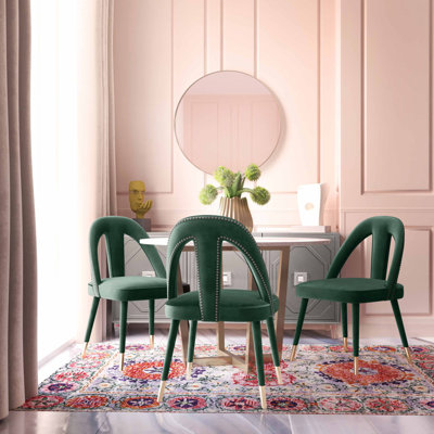 Chaise d'appoint en velours de bois massif avec dossier à lattes
