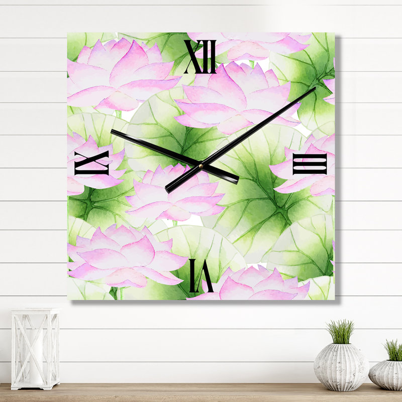Vintage lotus roses dans l'étang - horloge murale traditionnelle, Moyen
