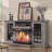 Alvilda 59" 3-Sided Glass Fireplace TV Stand, Wash Gray-16397884-23179253