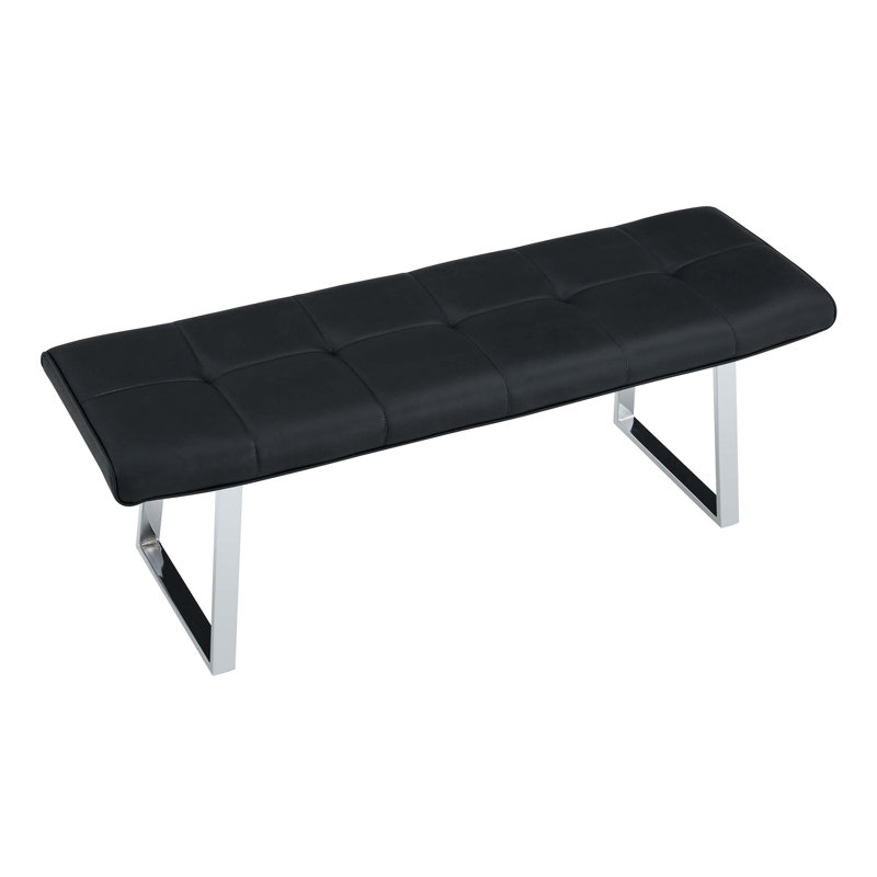 Banc de salle à manger pour 2 ou 3 personnes, revêtu de cuir de qualité supérieure, coussin en éponge à haute résilience, pieds renforcés par poutre en métal et arqué (seulement chaise)