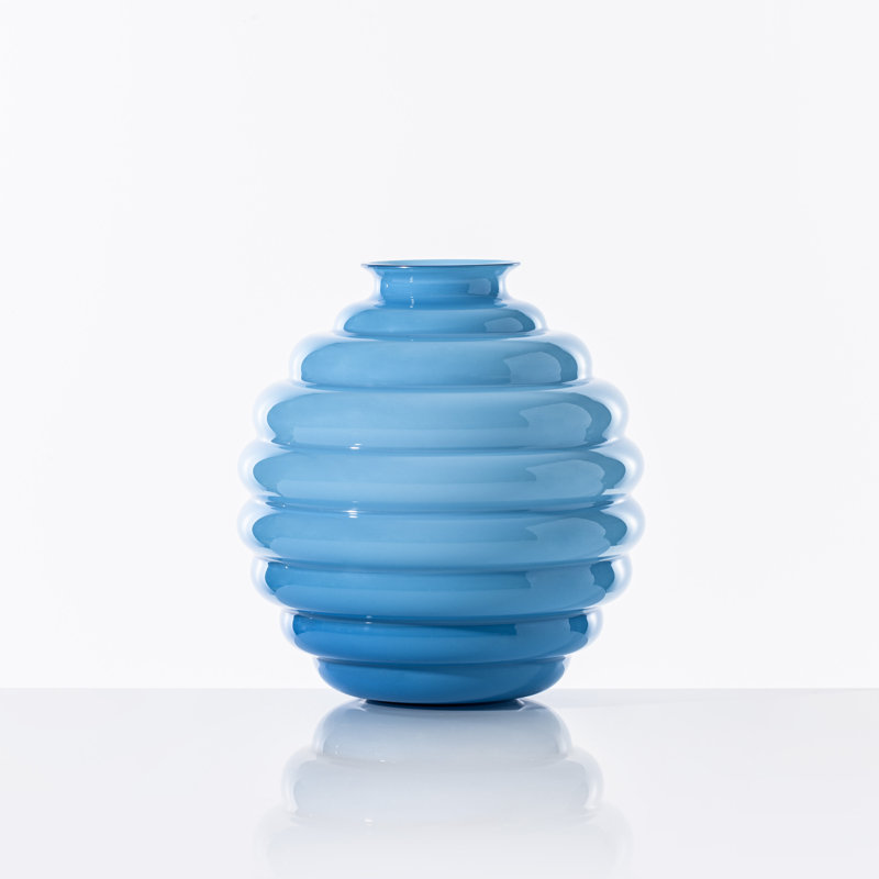 Deco Vase, 7.09" H x 6.69" W x 6.69" D, Acquamarine