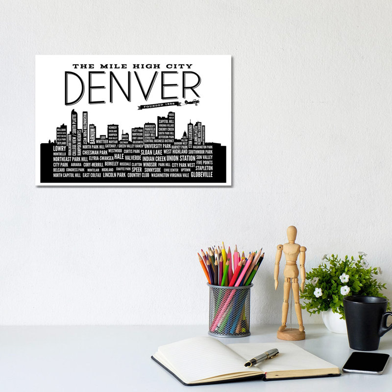 Denver Neighborhoods Skyline by Benton Park Prints - Wrapped Canvas Gallery-Wrapped Canvas Giclée, 20.32 cm H x 30.48 cm W