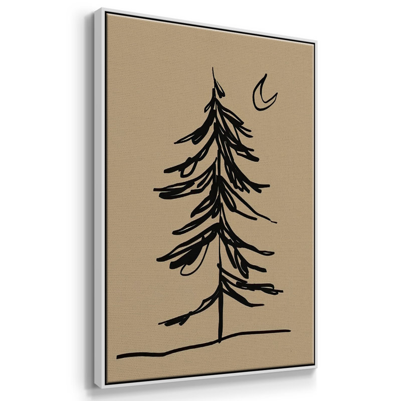 Croquis de sapin d'hiver I, H 25 po x l 17 po x P 1,5 po, Cadre flottant blanc