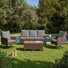Ensemble de conversation modulaire en osier pour 7 personnes avec repose-pieds