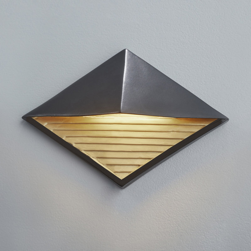 Caeli Ceramic Wall Sconce, Matte White with Champagne Gold Internal, Yes